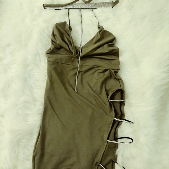 Rhinestone Choker Nude Dress - Picture 5 of 5